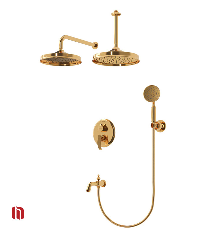 شیر حمام توکار شودر مدل گلوریس تیپ 4 BRASS طلا