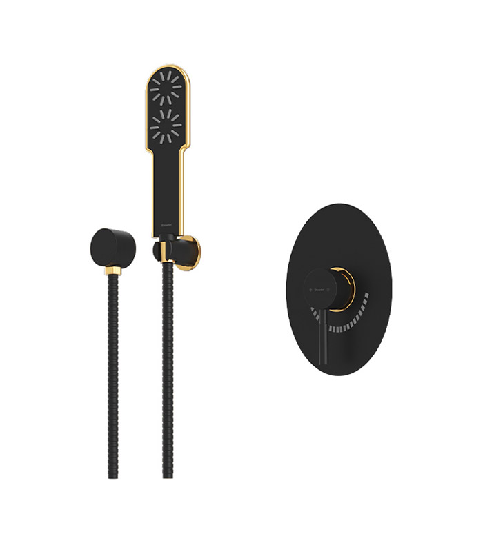 شیر حمام توکار شودر مدل روگن تیپ 2 BRASS مشکی طلا