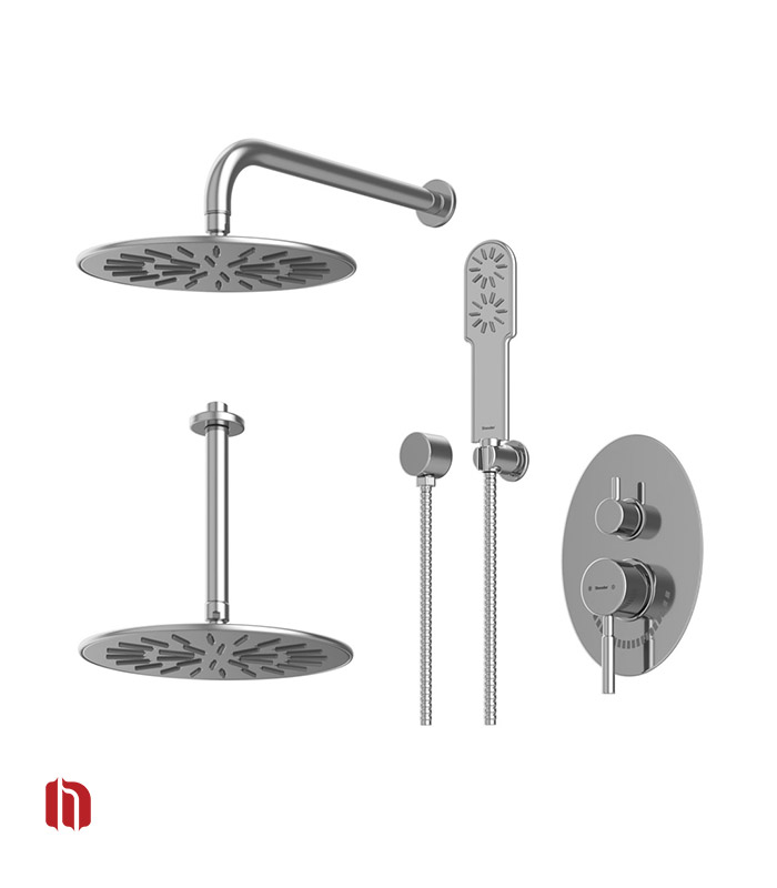 شیر حمام توکار شودر مدل روگن تیپ 3 BRASS کروم