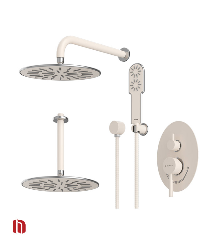 شیر حمام توکار شودر مدل روگن تیپ 3 BRASS شیری کروم