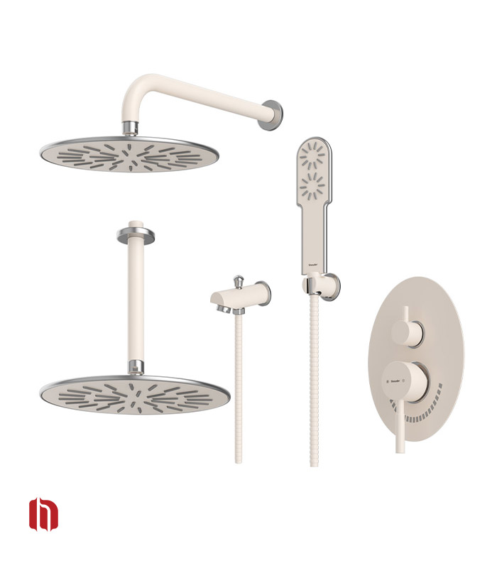شیر حمام توکار شودر مدل روگن تیپ 4 BRASS شیری کروم