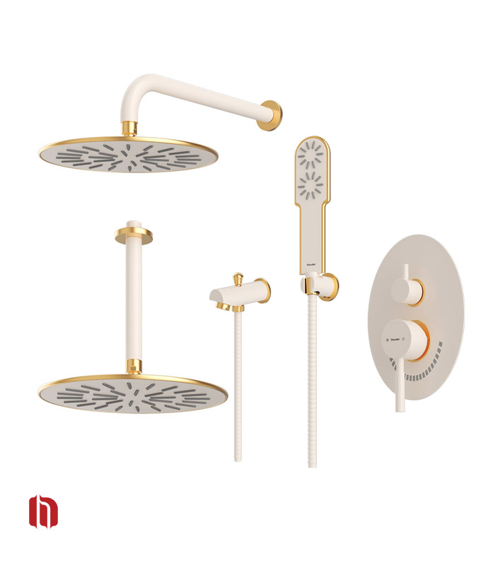 شیر حمام توکار شودر مدل روگن تیپ 4 BRASS شیری طلا