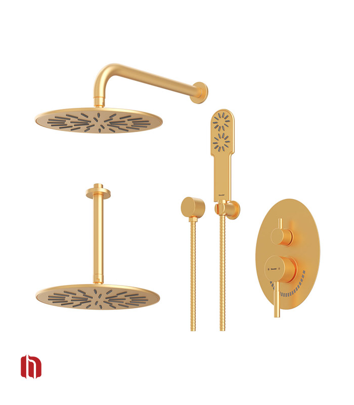 شیر حمام توکار شودر مدل روگن تیپ 3 BRASS طلا مات