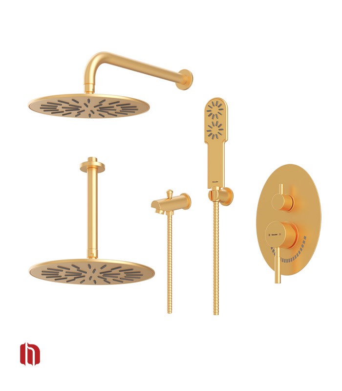 شیر حمام توکار شودر مدل روگن تیپ 4 BRASS طلا مات