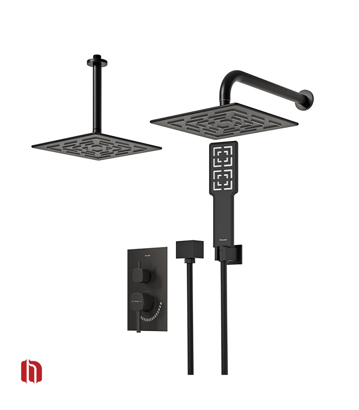 شیر حمام توکار شودر مدل رومر تیپ 3 BRASS مشکی