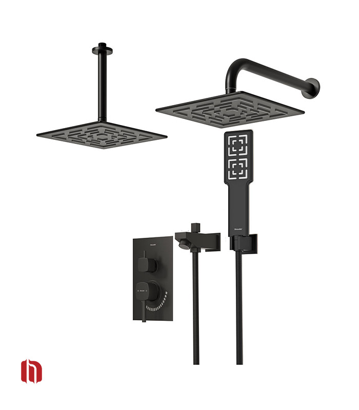شیر حمام توکار شودر مدل رومر تیپ 4 BRASS مشکی