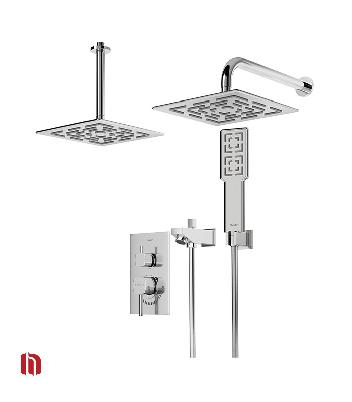 شیر حمام توکار شودر مدل رومر تیپ 4 BRASS کروم