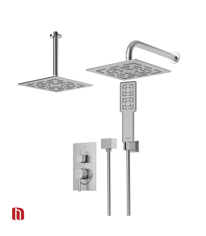 شیر حمام توکار شودر مدل رومر تیپ 3 BRASS کروم مات