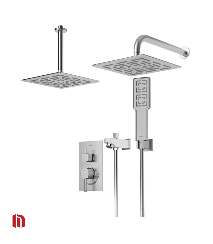 شیر حمام توکار شودر مدل رومر تیپ 4 BRASS کروم مات
