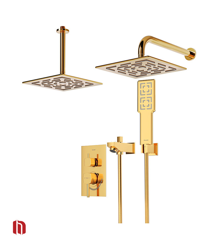 شیر حمام توکار شودر مدل رومر تیپ 4 BRASS طلا
