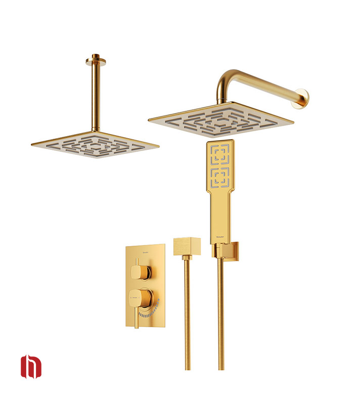 شیر حمام توکار شودر مدل رومر تیپ 3 BRASS طلا مات