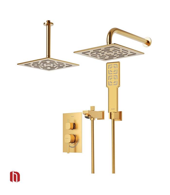 شیر حمام توکار شودر مدل رومر تیپ 4 BRASS طلا مات