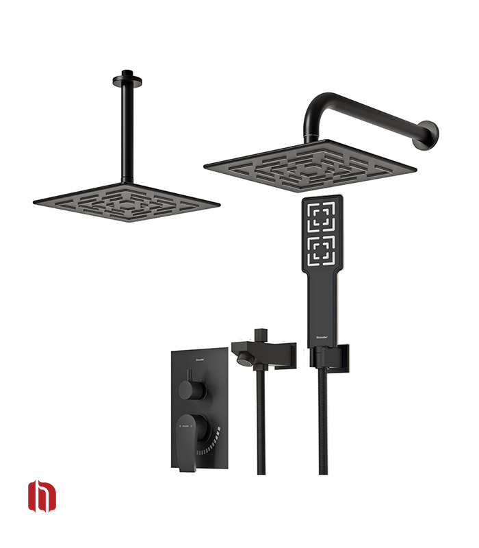 شیر حمام توکار شودر مدل رومر پلاس تیپ 4 BRASS مشکی