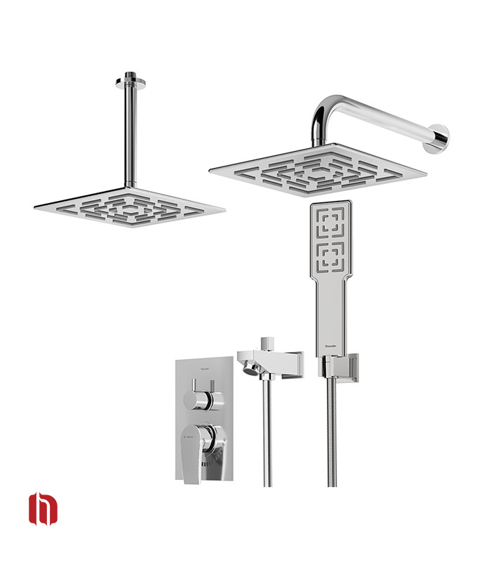 شیر حمام توکار شودر مدل رومر پلاس تیپ 4 BRASS کروم