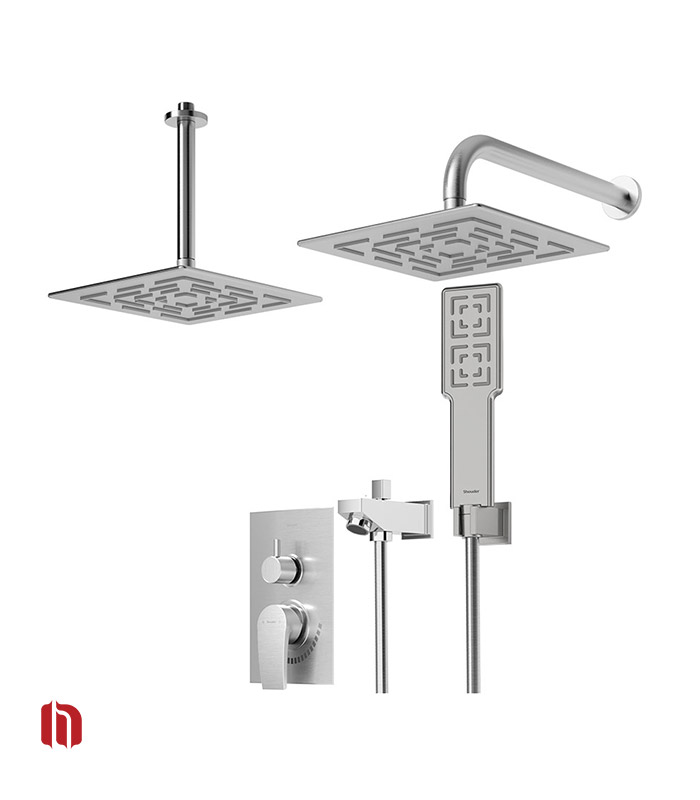 شیر حمام توکار شودر مدل رومر پلاس تیپ 4 BRASS کروم مات