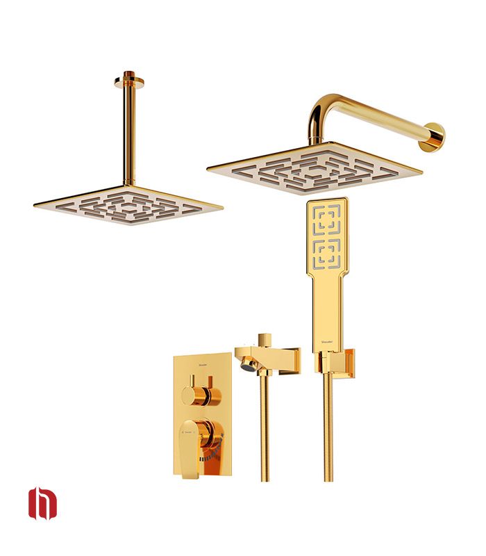 شیر حمام توکار شودر مدل رومر پلاس تیپ 4 BRASS طلا