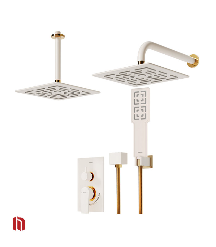 شیر حمام توکار شودر مدل رومر پلاس تیپ 3 BRASS شیری طلا