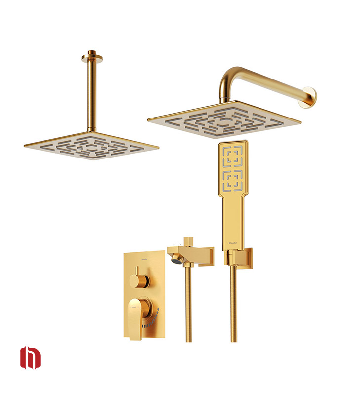 شیر حمام توکار شودر مدل رومر پلاس تیپ 4 BRASS طلا مات