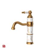 شیر روشویی کسری مدل توکیو سفید طلایی